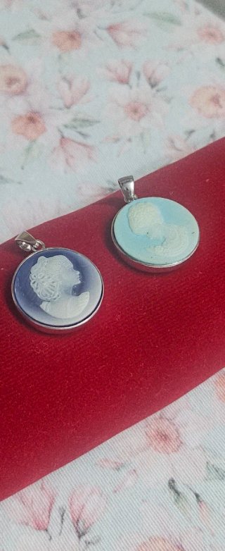 Colgante camafeo Plata Mujer Azul