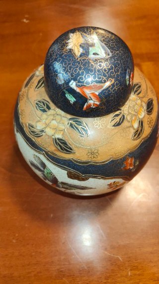 Vaso stile Satsuma Ceramica Blu Oro