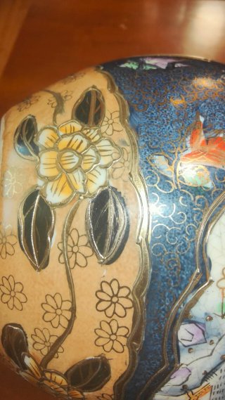 Vaso stile Satsuma Ceramica Blu Oro