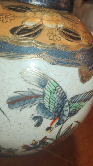 Vaso stile Satsuma Ceramica Blu Oro