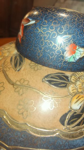 Vaso stile Satsuma Ceramica Blu Oro