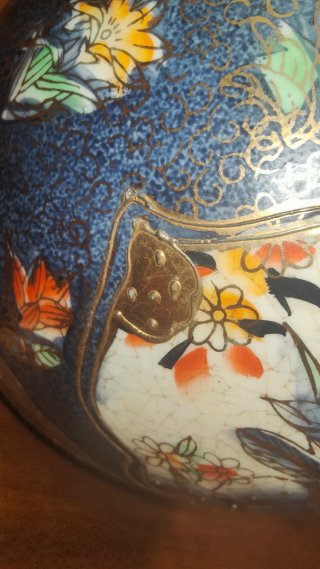 Vaso stile Satsuma Ceramica Blu Oro