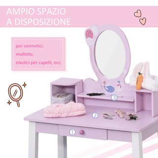 Toeletta per Bambine 3+ Anni in Legno Set Tavolo