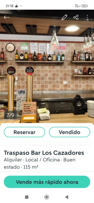 Traspaso bar los cazadores