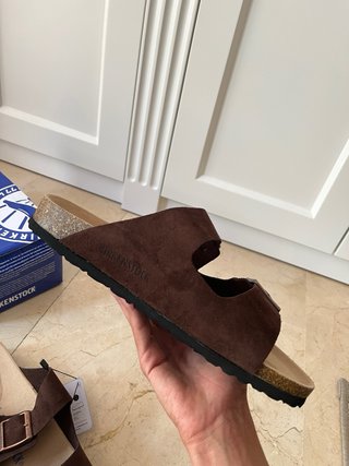 Sandalias Doble Tira Marrón Oscuro o Café Ante