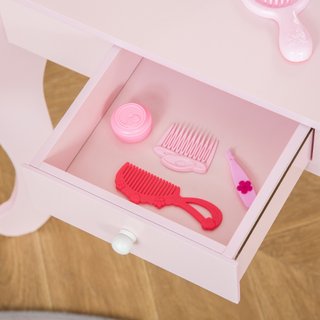 Tavolo Trucco per Bambini con Sgabello in Legno