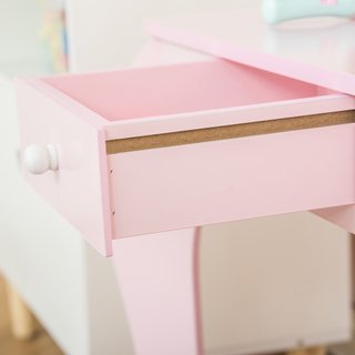 Tavolo Trucco per Bambini con Sgabello in Legno