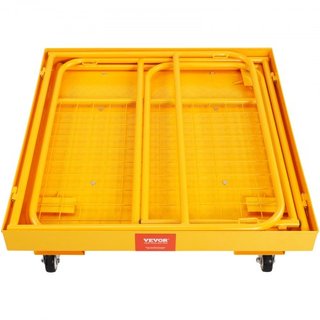 Jaula de Seguridad para Montacargas, Capacidad de Carga de 544.3 kg, 91.4 x 91.4 cm, Plataforma de Trabajo Plegable para Montacargas con Ruedas Giratorias Bloqueables, Orificio de Drenaje y Cadena...