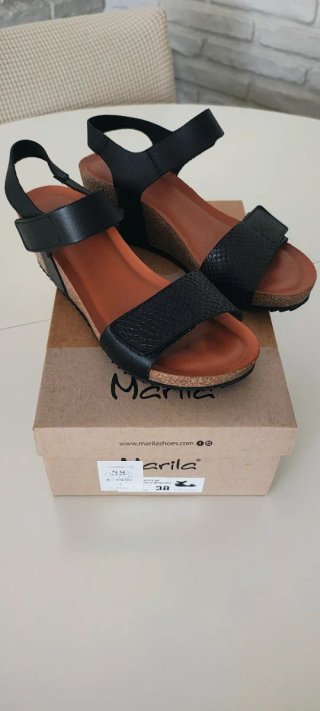 Sandalias Marila de  Piel, color negro Vera.