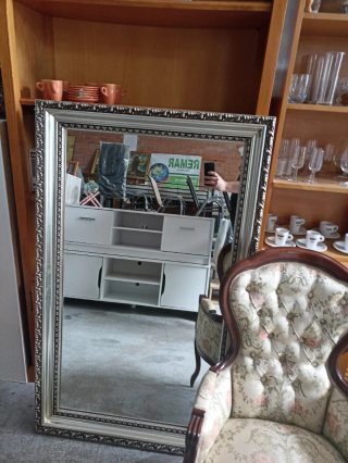 Espejo decorativo madera y plata