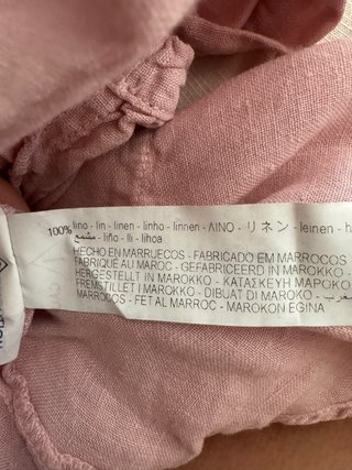 Camisa Zara Lino Corta Rosa