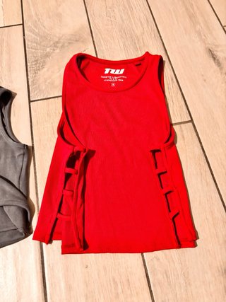 Top donna grigio e rosso taglia unica