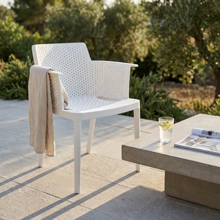Sedia da Giardino con Braccioli in Resina Bianca