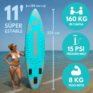 Kit Paddle Surf Inflable WOREVA CORAL 335cm