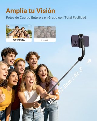 Selfie stick 107 cm LED 6 modos con mando Bluetoot