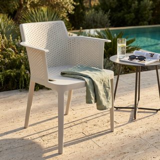 Sedia da Giardino con Braccioli in Resina Grigia