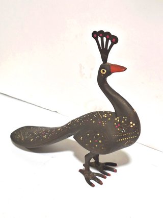 Pavo Real de Bronce Pintado a mano India