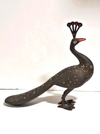 Pavo Real de Bronce Pintado a mano India