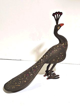 Pavo Real de Bronce Pintado a mano India