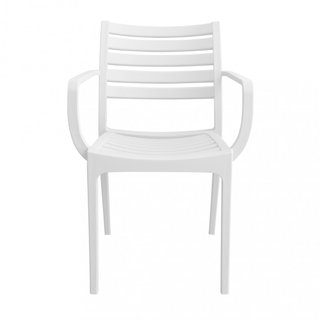 Sedia da Giardino con Braccioli in Resina Bianco