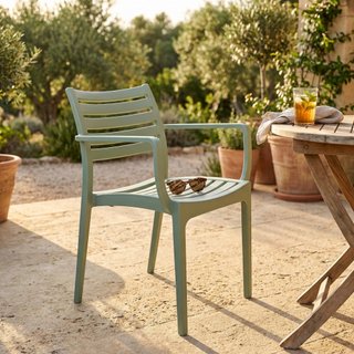 Sedia da Esterno con Braccioli Resina Verde Menta