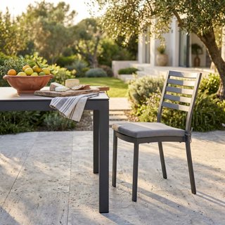 Sedia da Giardino Antracite con Cuscino Alluminio