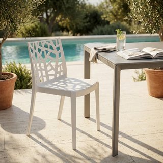 Sedia da Giardino Impilabile Bianca in Resina