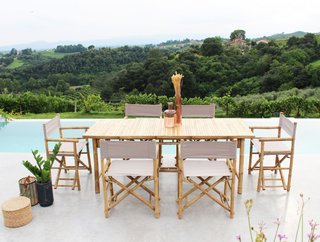 Poltrona Regista Pieghevole da Giardino in Bambù
