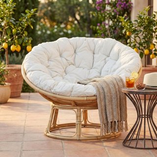 Poltrona Papasan da Giardino in Bambù con Cuscino