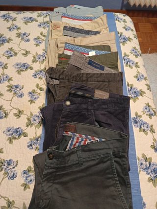 Camisa cuadros, Talla L y 7 pantalones talla 44