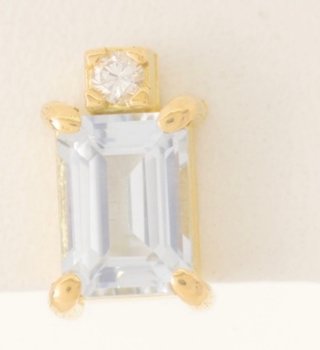 Colgante oro 18 kt aguamarina y diamante