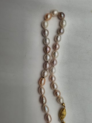 Collana Perle Rosate Chiusura Oro Giallo
