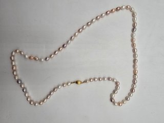 Collana Perle Rosate Chiusura Oro Giallo
