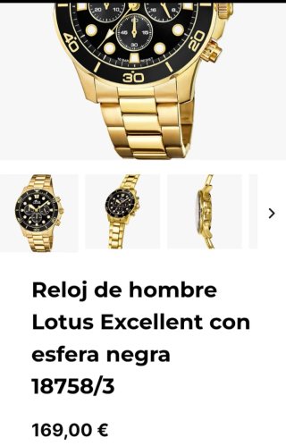 Reloj original Lotus Hombre Dorado y Negro