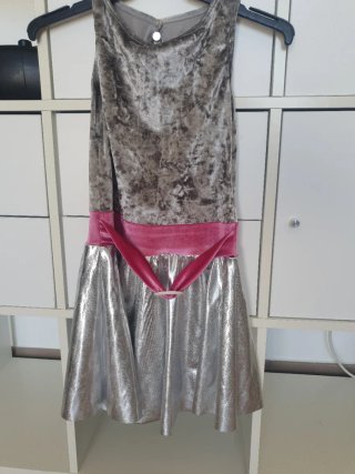 Vestido niña plateado y rosa