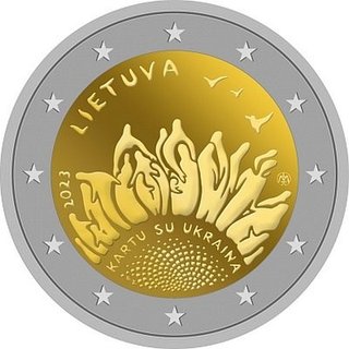 2 euros Lituania 2023 Juntos con Ucrania