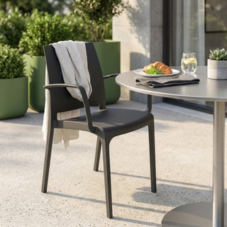 Sedia da Giardino impilabile con Braccioli Nero