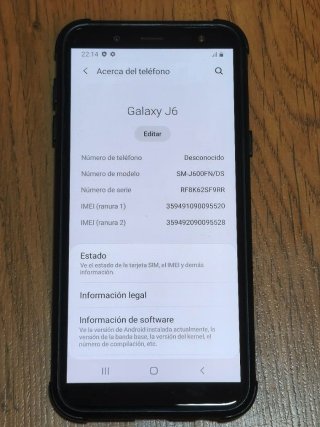 Samsung Galaxy J6 + cargador y funda