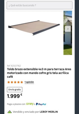 Toldo cofre motorizado Gaviota modelo Ares.