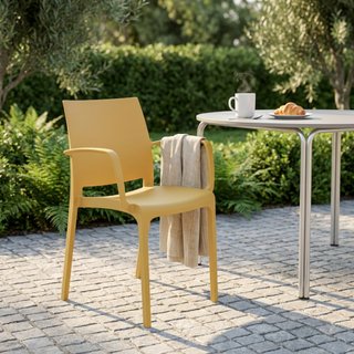 Sedia da Giardino impilabile con Braccioli Gialla