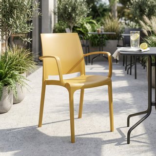 Sedia da Giardino impilabile con Braccioli Gialla