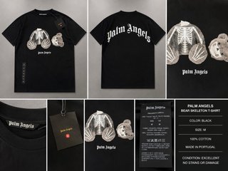 Camiseta Palm Angels Oso Esqueleto Negra Talla M