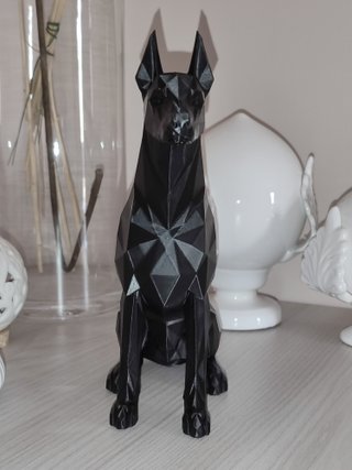 Statua Doberman Nero Design Geometrico