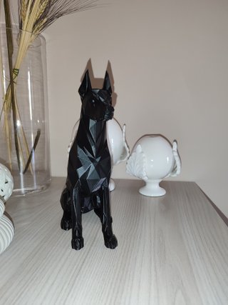 Statua Doberman Nero Design Geometrico