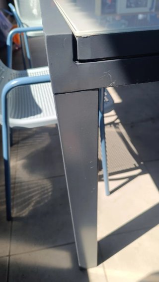 Mesa de jardín extensible cristal y aluminio