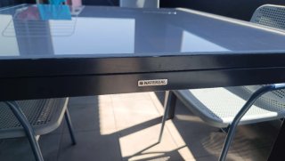 Mesa de jardín extensible cristal y aluminio
