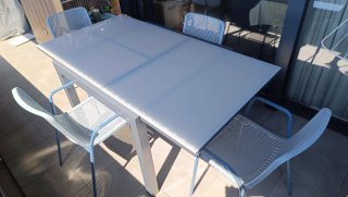 Mesa de jardín extensible cristal y aluminio