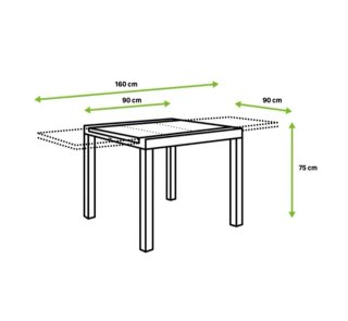 Mesa de jardín extensible cristal y aluminio