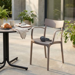 Sedia da Giardino impilabile con Braccioli Beige