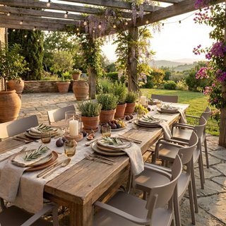 Sedia da Giardino impilabile con Braccioli Beige